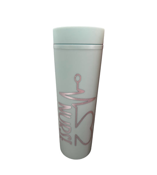 (F) Nurse mint blue skinny 16oz plastic tumbler