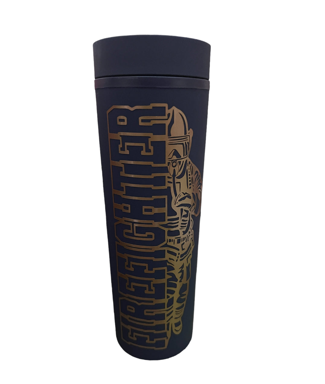 (F) Navy blue tumbler gold firefighter