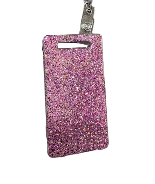 Pink glitter badge buddy