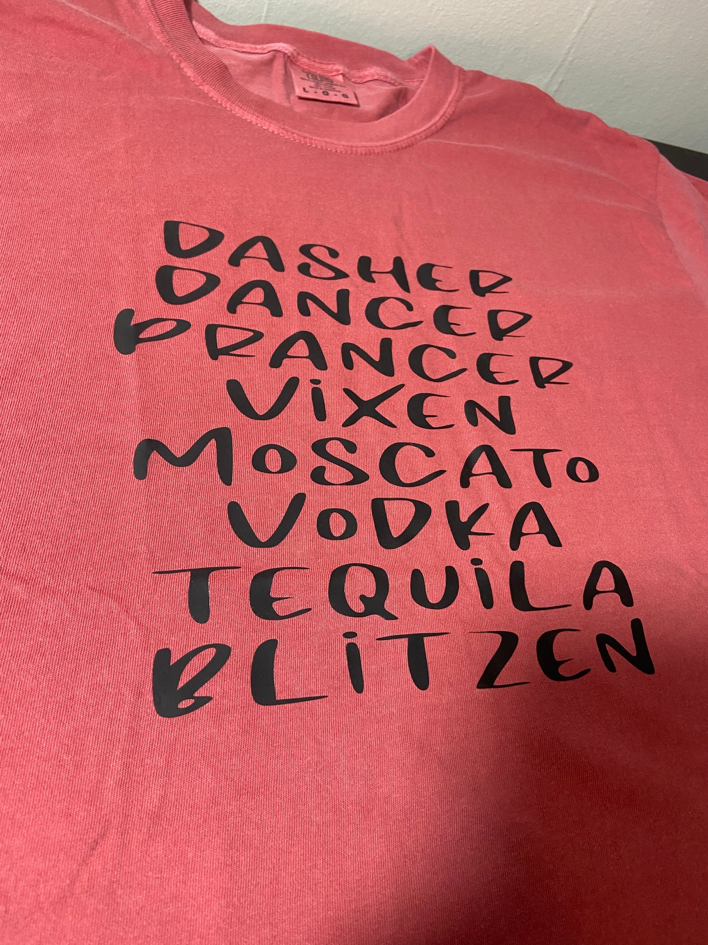 (A) Alcohol and Reindeer Names t-shirt