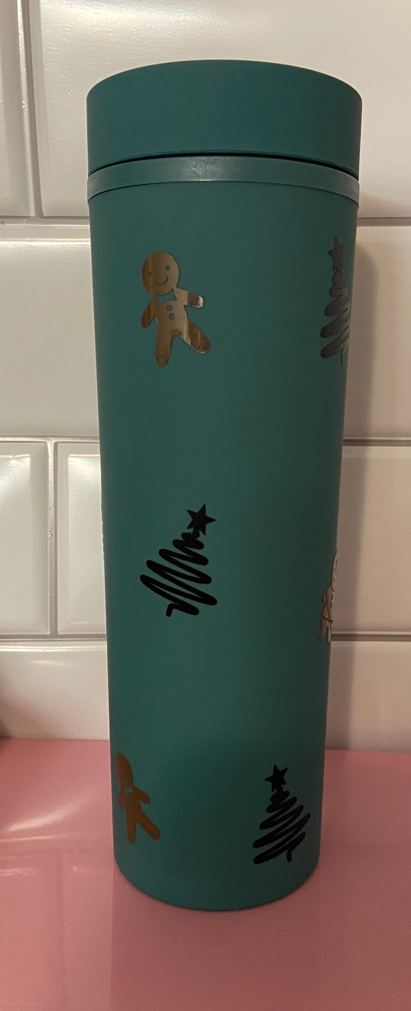 (F) Merry Christmas 16oz skinny plastic tumbler