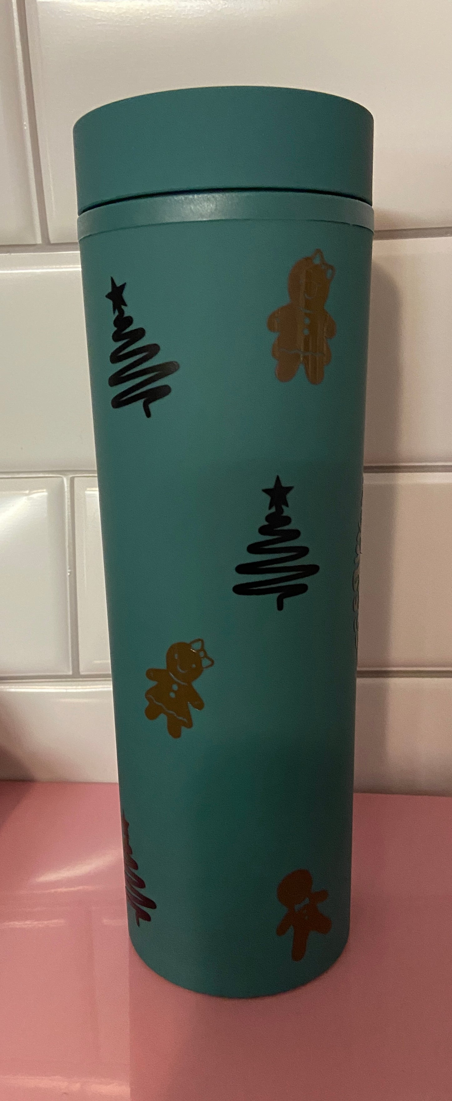 (F) Merry Christmas 16oz skinny plastic tumbler