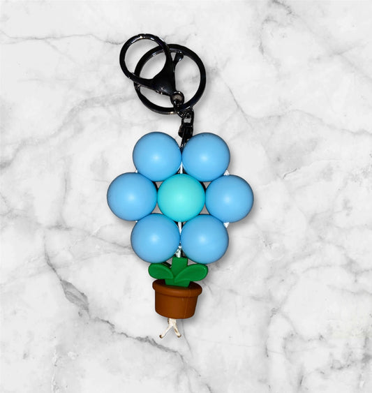 (C) Light Blue Flower Keychain