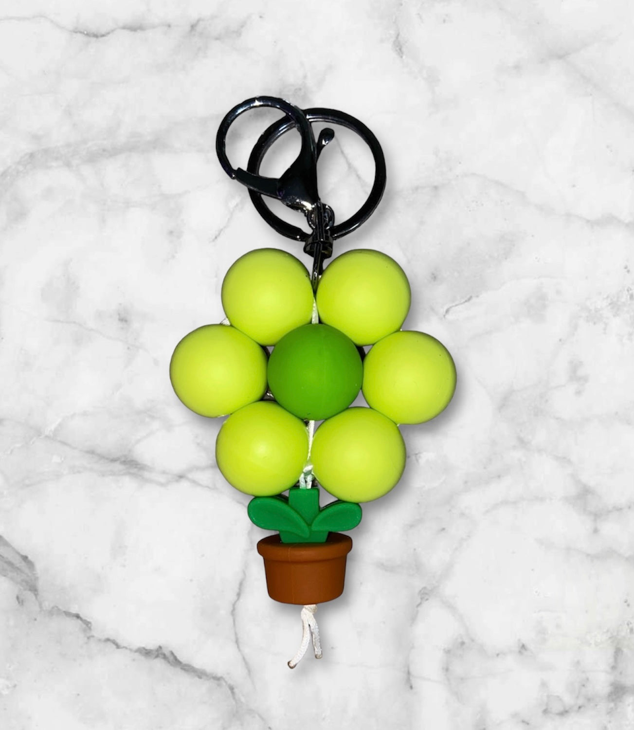 (C) Lime Green Flower Keychain